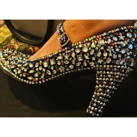 Black Rhinestone Covered Heels - Picture 8 of 9